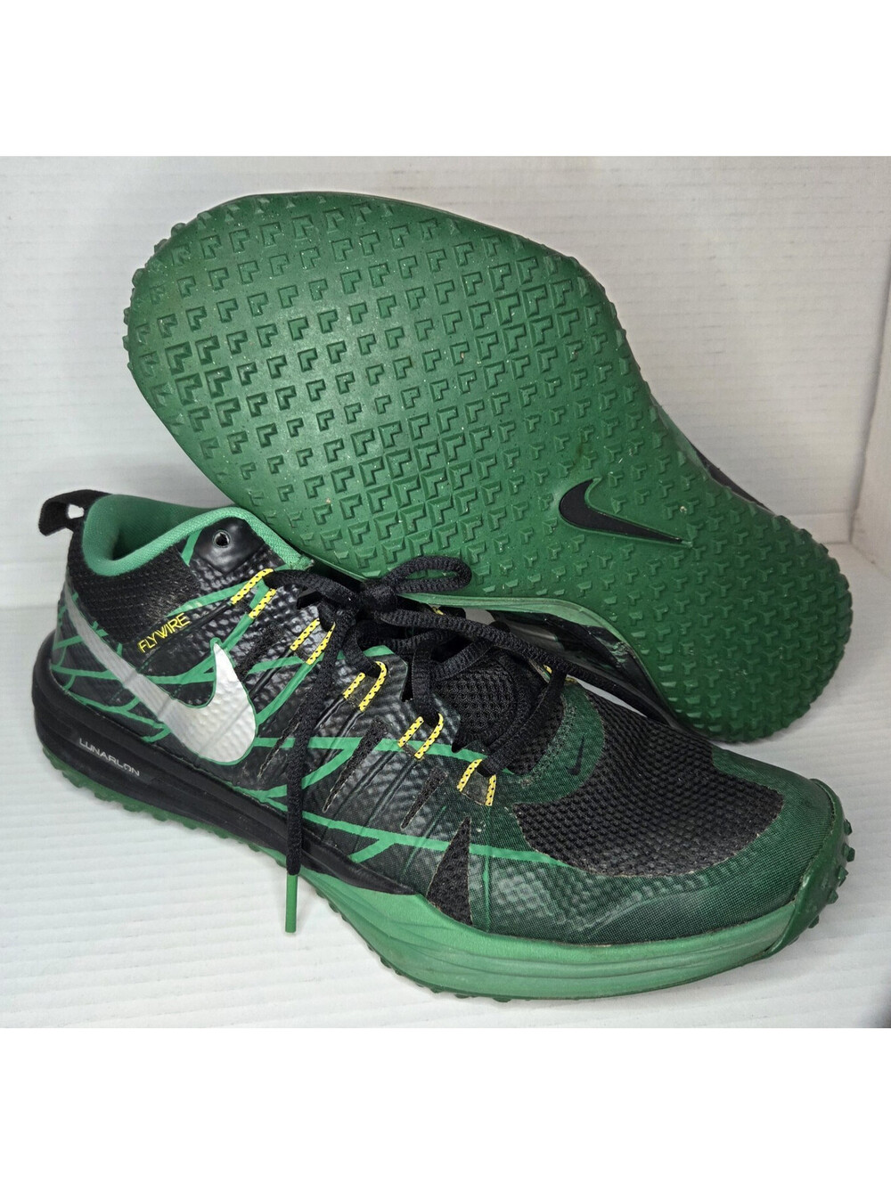Nike Lunar TR1 NGR Men 11 Oregon Ducks Blk/Green Lunarlon Sneakers 654283-037